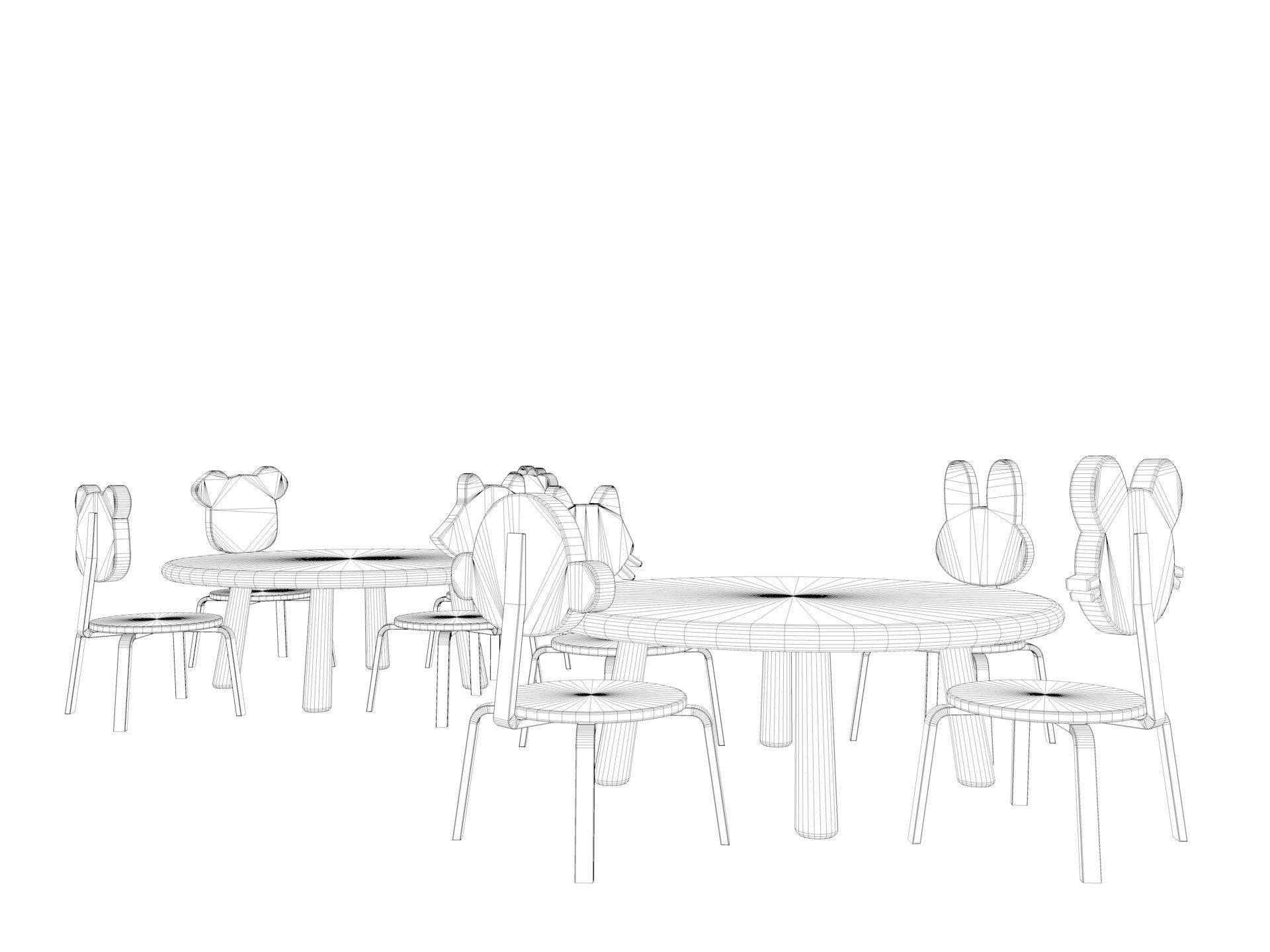 Nursery Table and Chair Low-poly 3D model_13