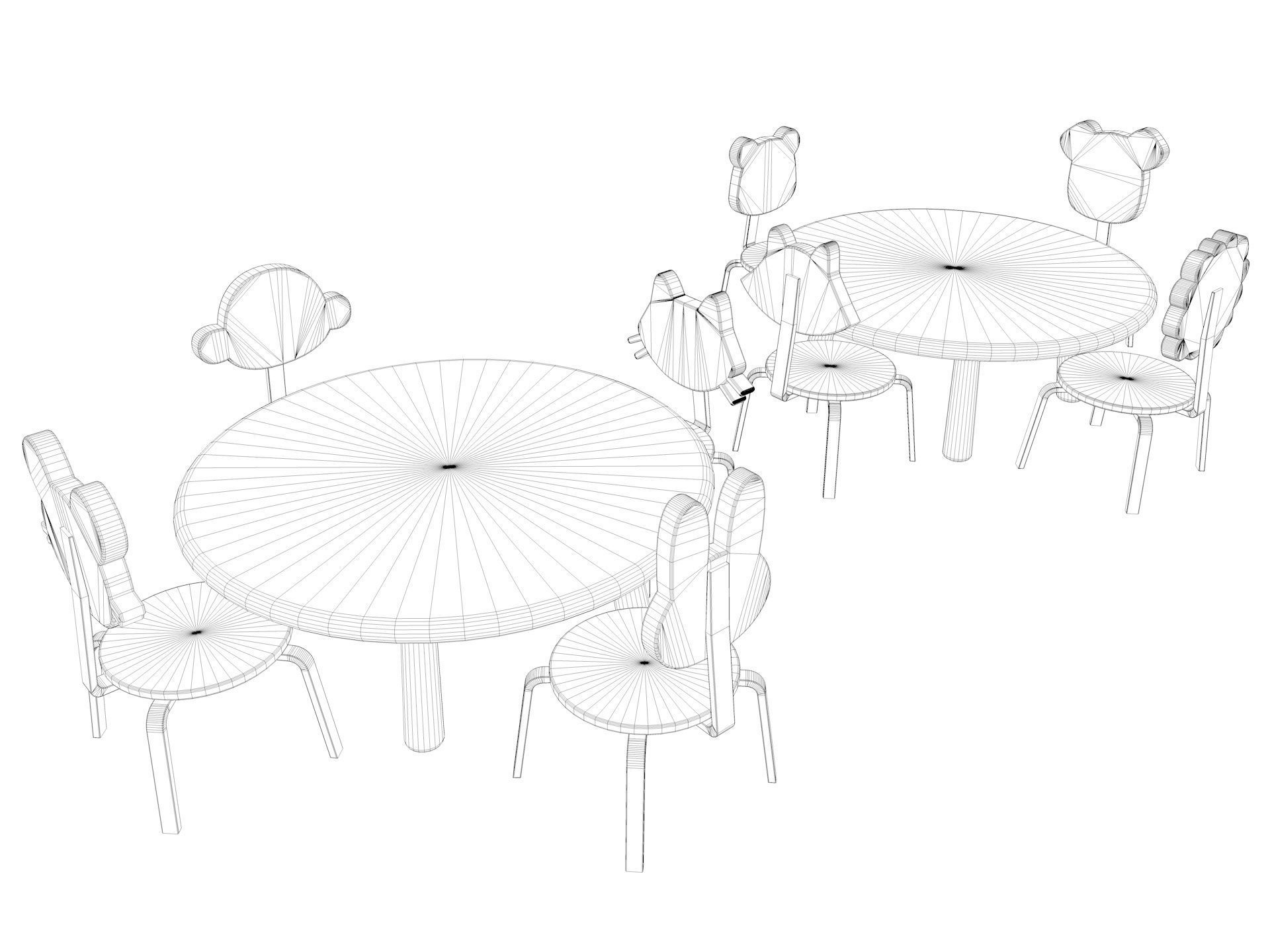 Nursery Table and Chair Low-poly 3D model_9