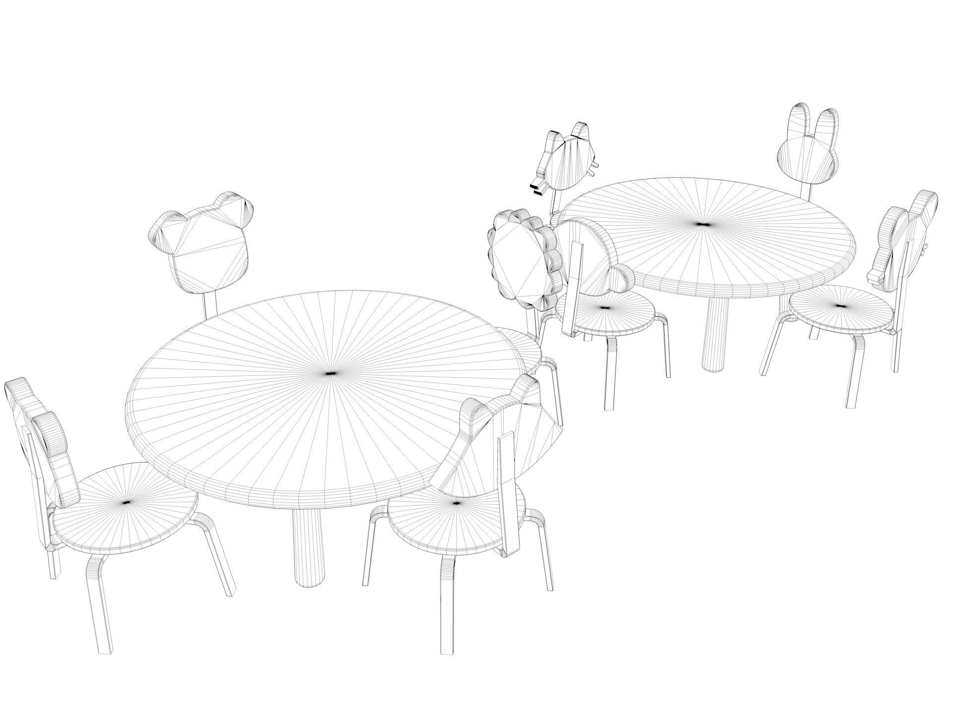 Nursery Table and Chair Low-poly 3D model_12