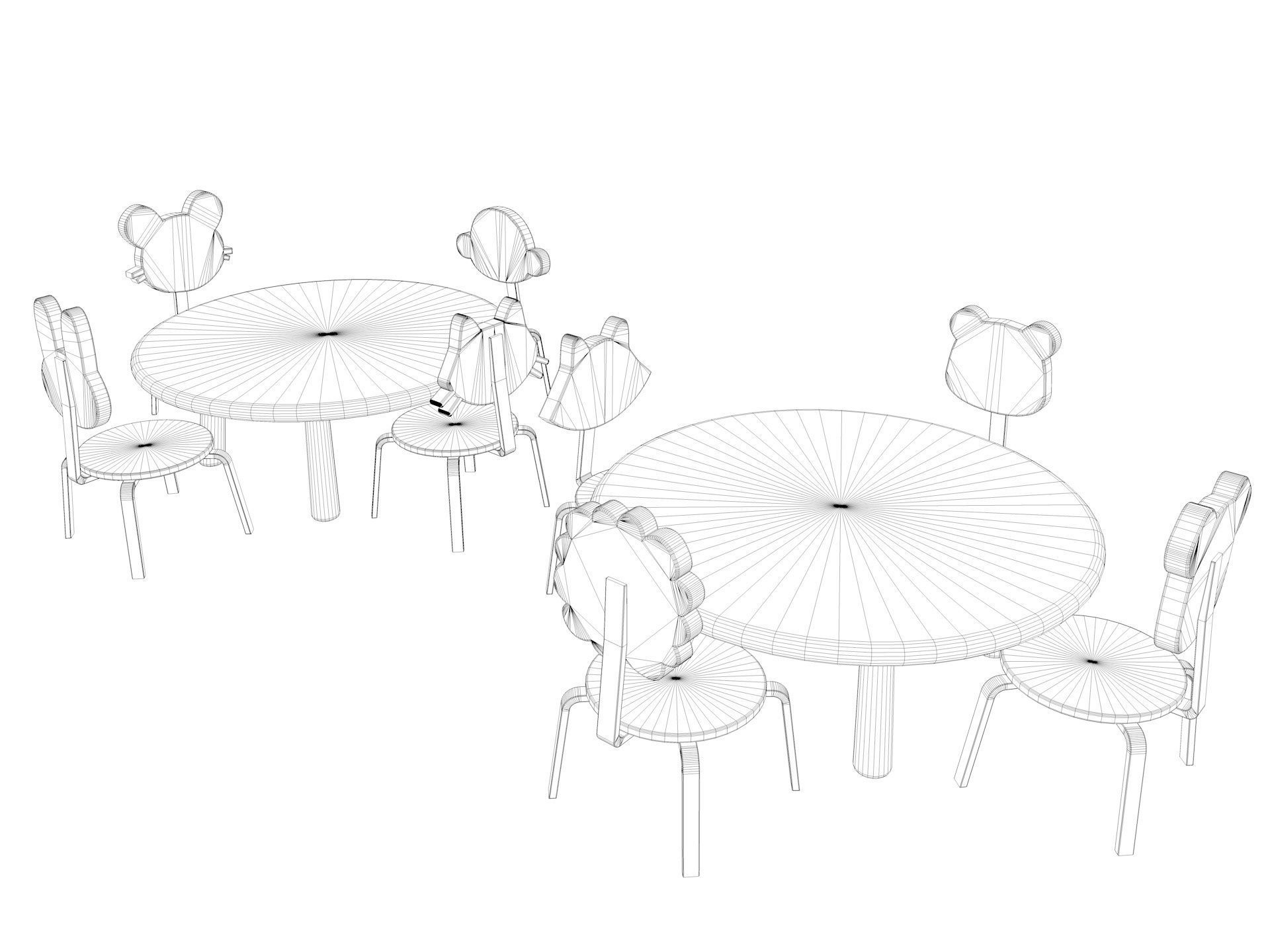 Nursery Table and Chair Low-poly 3D model_8