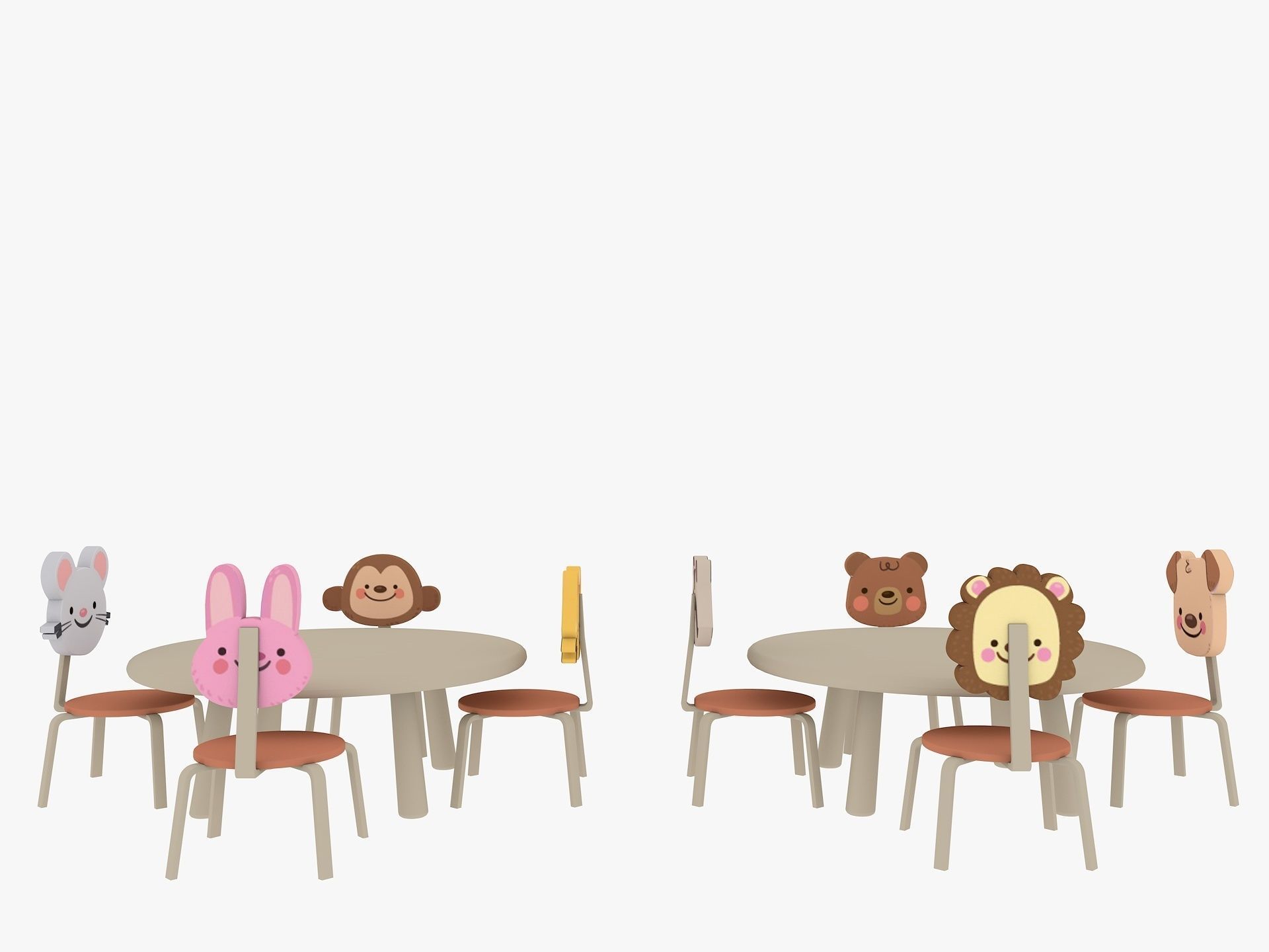 Nursery Table and Chair Low-poly 3D model_1