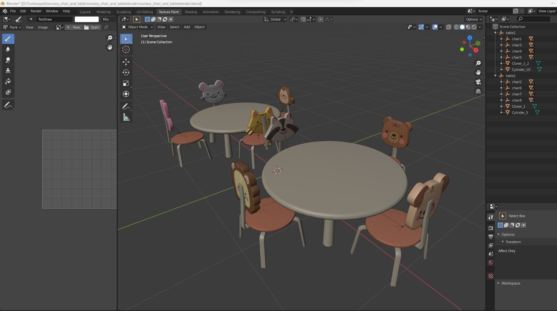Nursery Table and Chair Low-poly 3D model_14