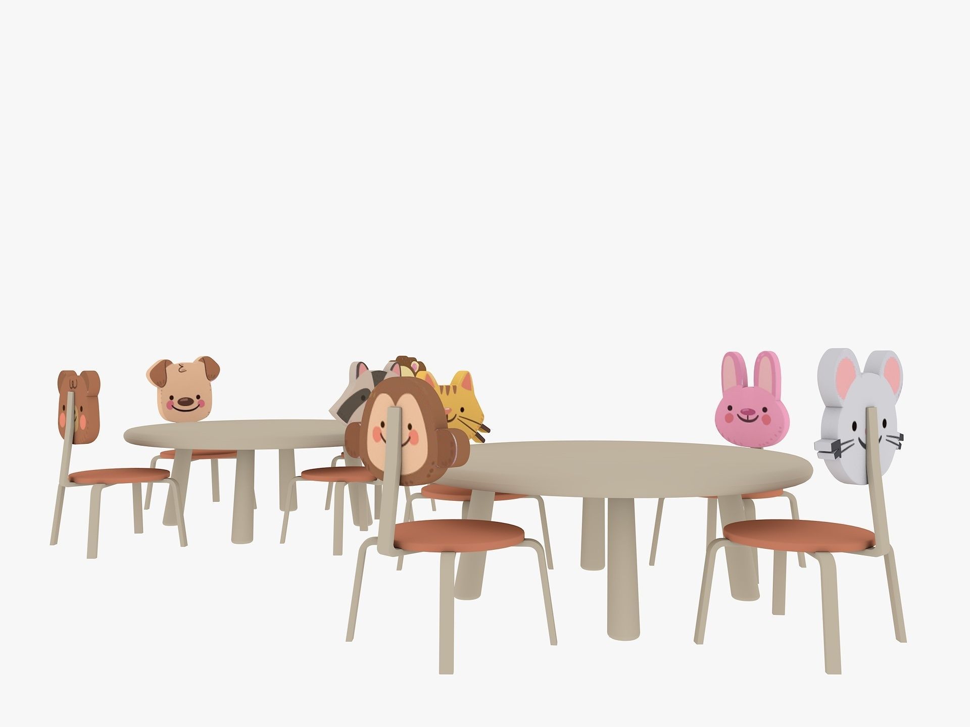 Nursery Table and Chair Low-poly 3D model_6