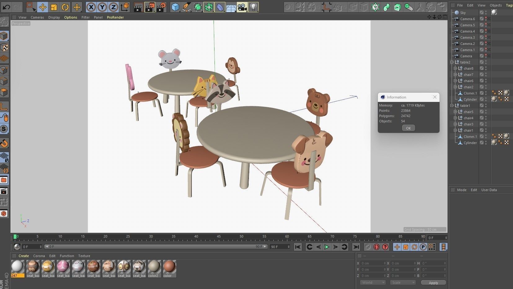 Nursery Table and Chair Low-poly 3D model_17