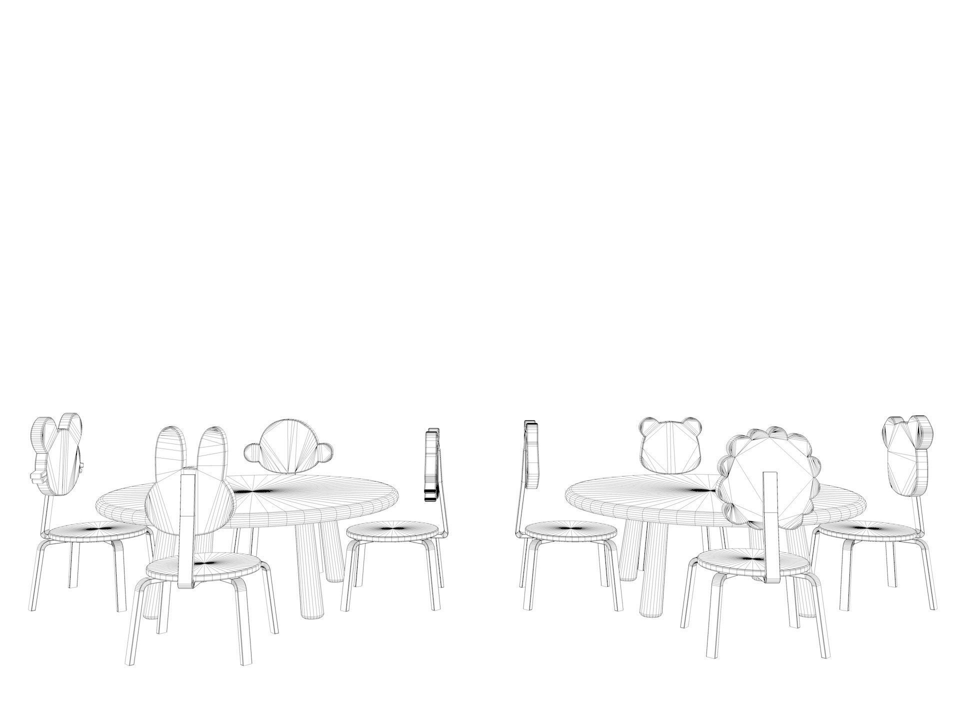 Nursery Table and Chair Low-poly 3D model_7