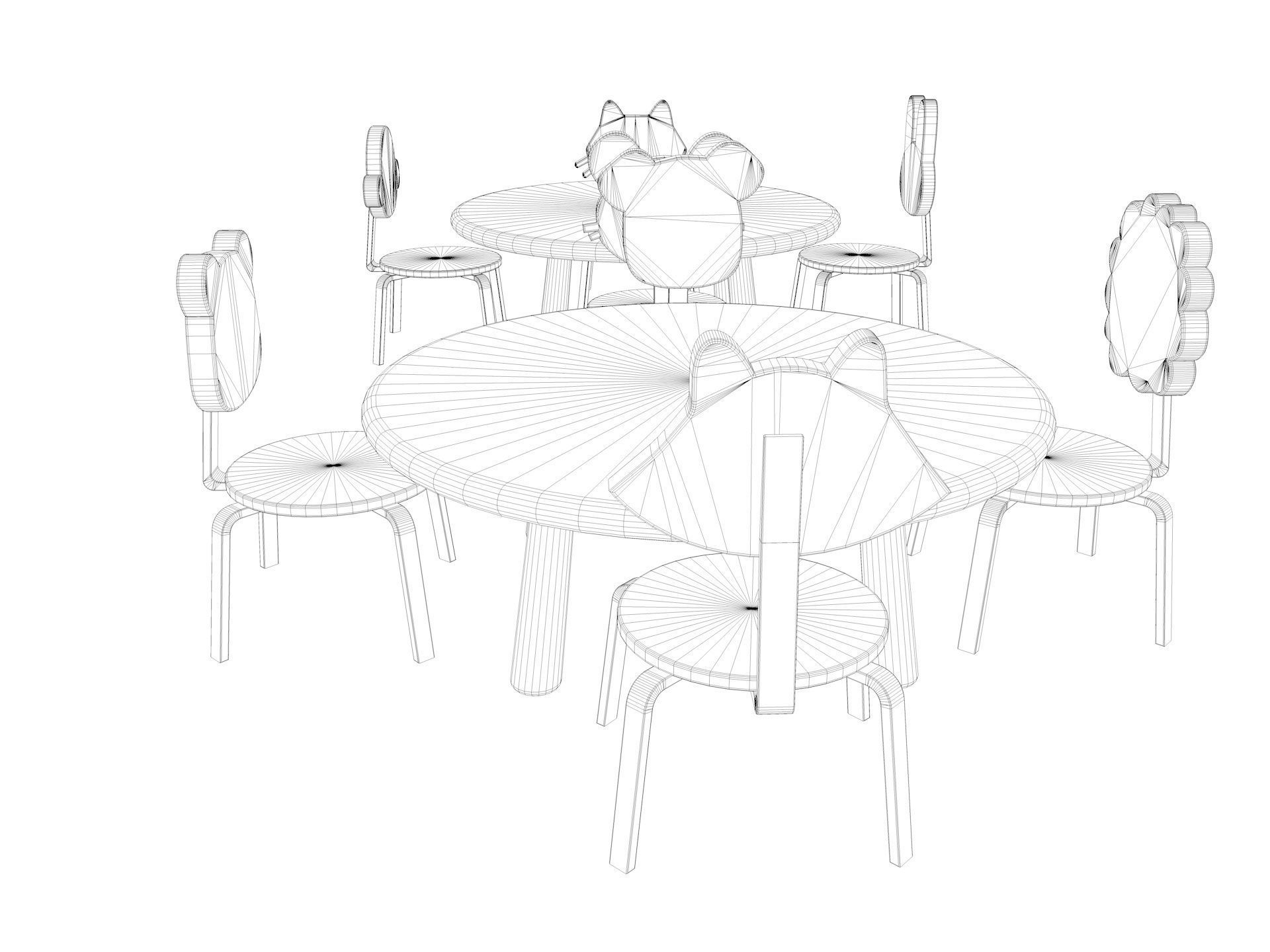 Nursery Table and Chair Low-poly 3D model_11