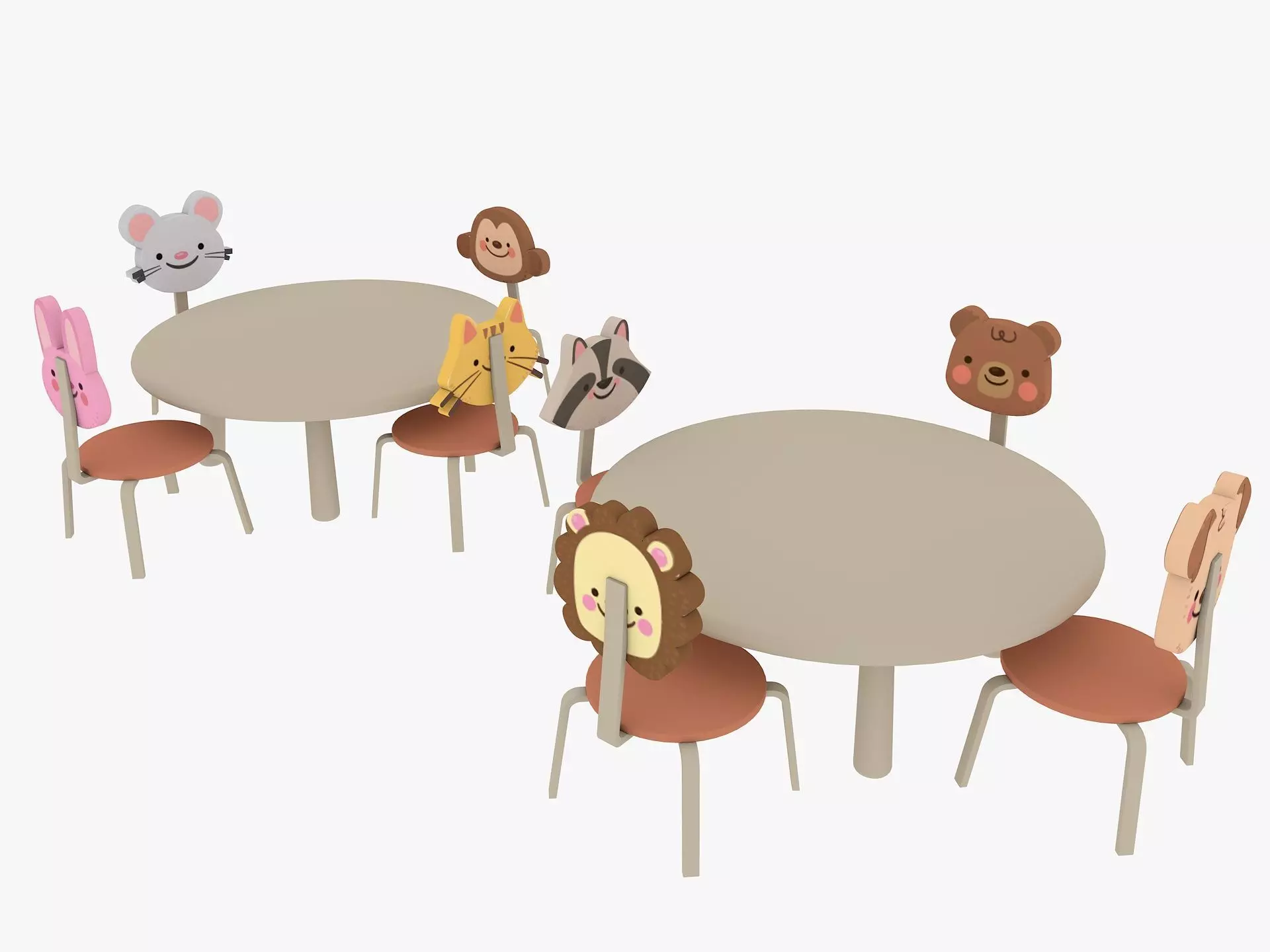 Nursery Table and Chair Low-poly 3D model_0