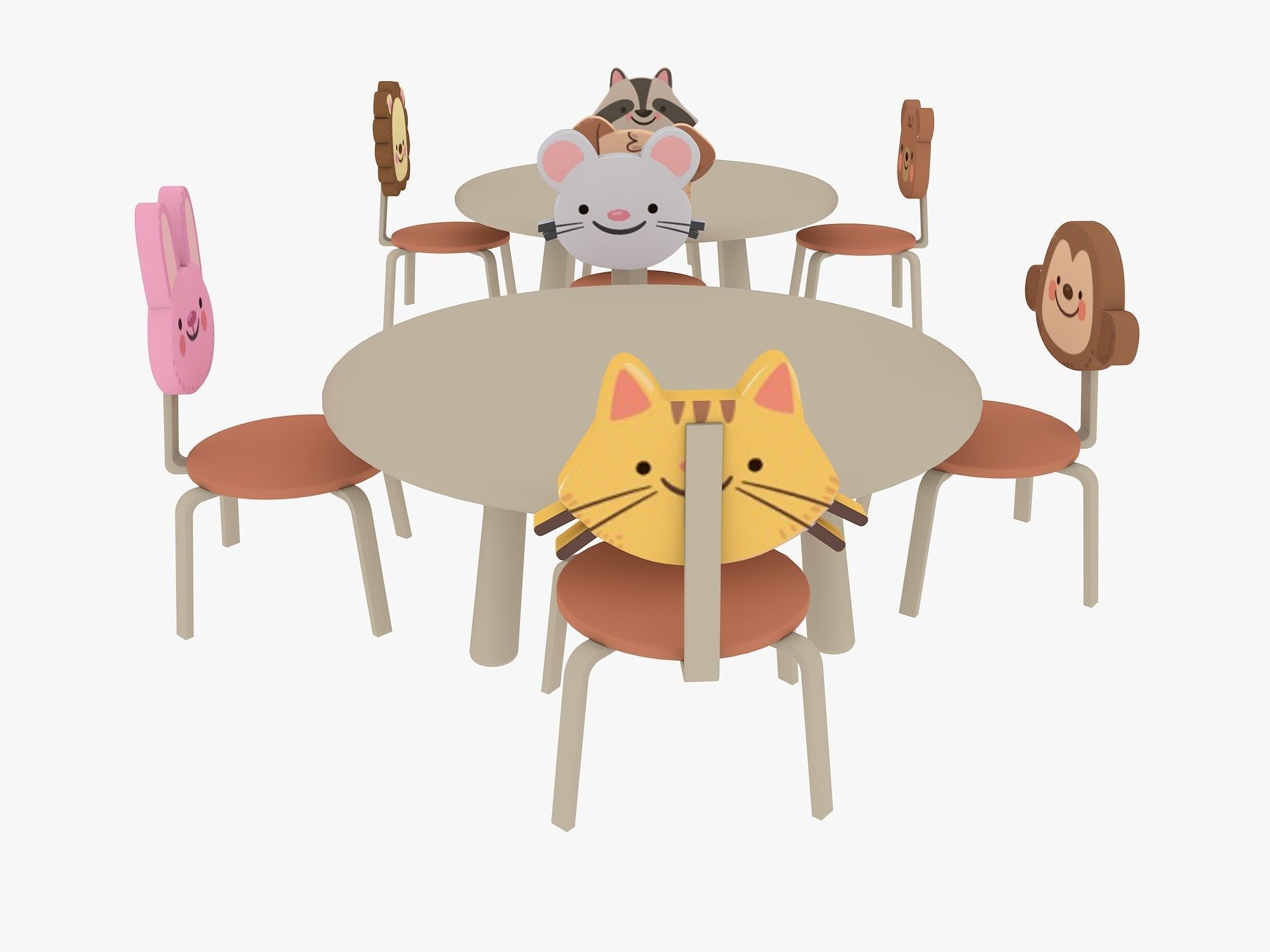 Nursery Table and Chair Low-poly 3D model_3