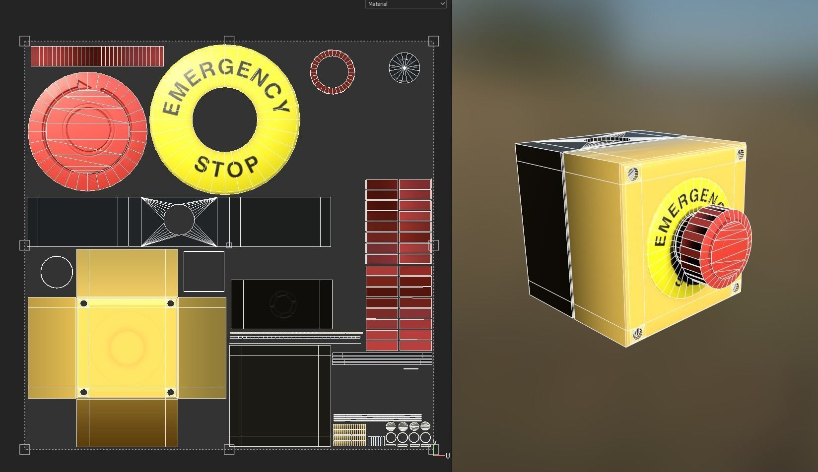 Emergency Stop Low-poly 3D model_5