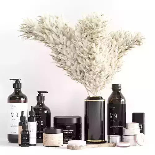 Collection Bathroom accessories set 03 with pampas