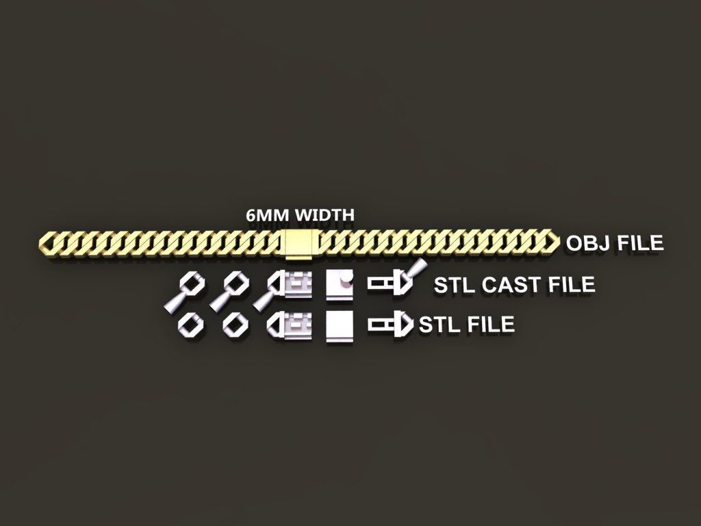 Cuban Chain Link Box Style 6MM WIDTH 3D print model_1