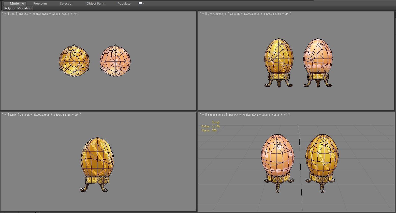 Cartoon  Lucky Golden eggs - Easter eggs - Broken eggs Low-poly 3D model_5