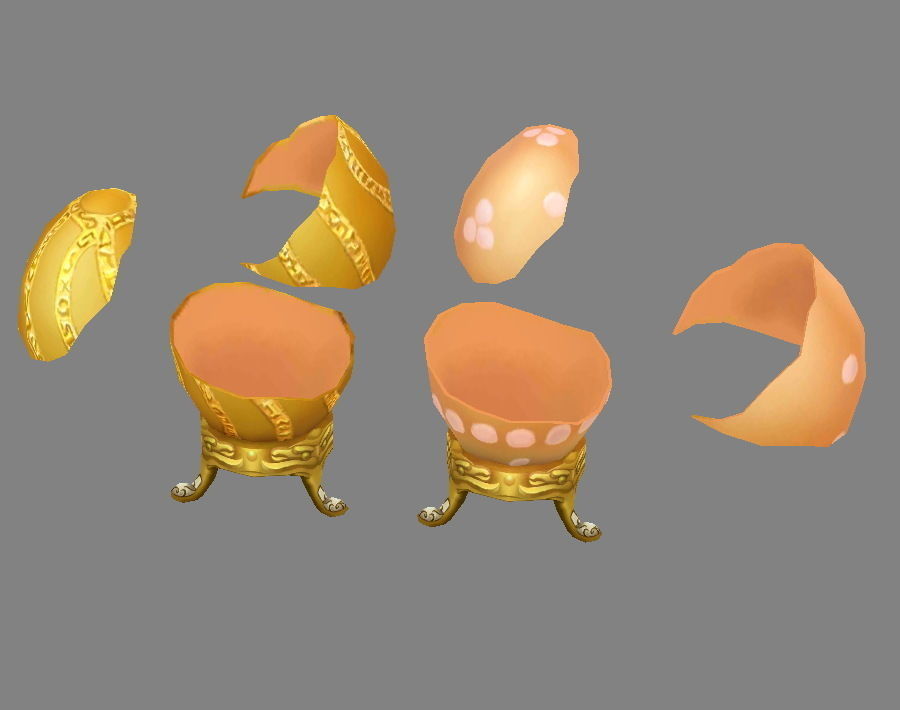 Cartoon  Lucky Golden eggs - Easter eggs - Broken eggs Low-poly 3D model_3