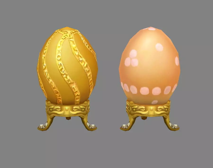 Cartoon  Lucky Golden eggs - Easter eggs - Broken eggs Low-poly 3D model_0