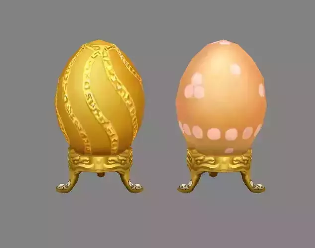Cartoon  Lucky Golden eggs - Easter eggs - Broken eggs Low-poly 3D model