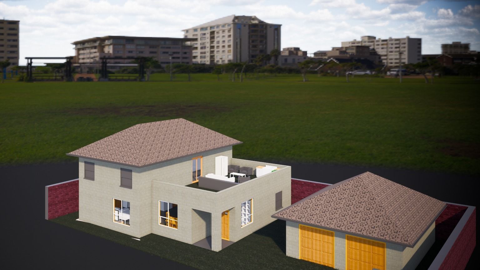 Complete American style residential estate  3D model_3