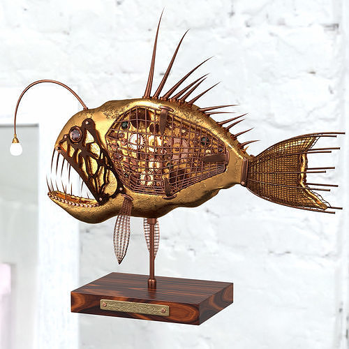 Sculpture Angler fish sea devil steampunk style Interior Decor 3D model