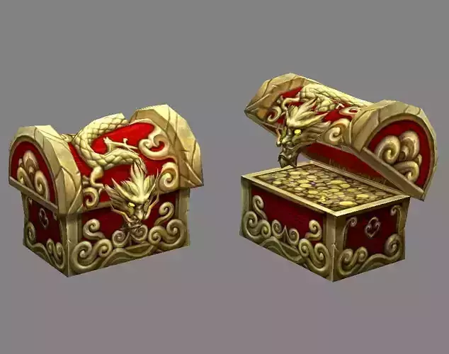 Chinese Dragon Treasure Box B - treasure chest