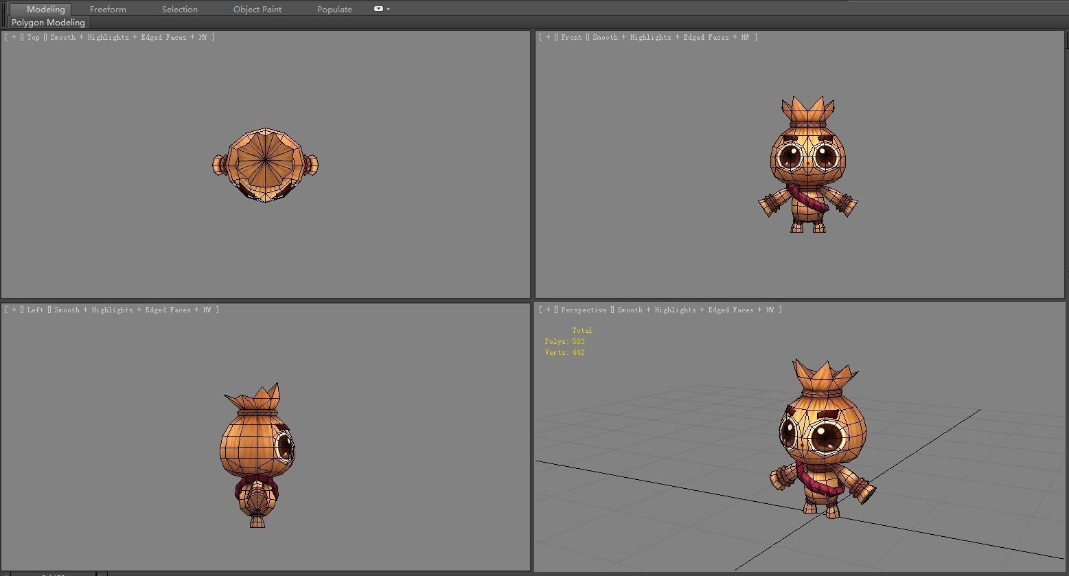 Cartoon Scarecrow - Dummy - straw man Low-poly 3D model_4