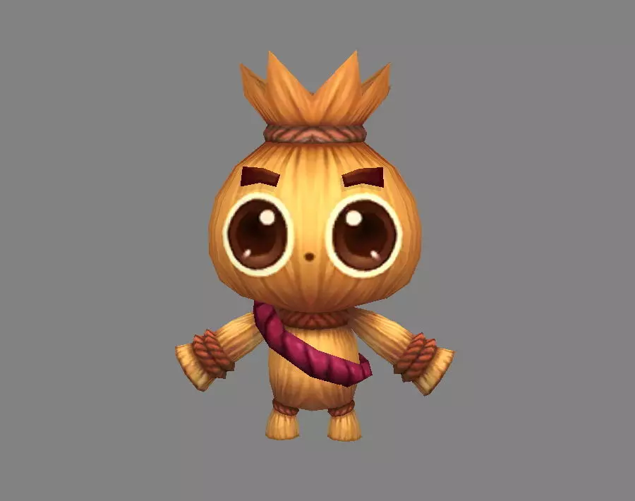 Cartoon Scarecrow - Dummy - straw man Low-poly 3D model_0