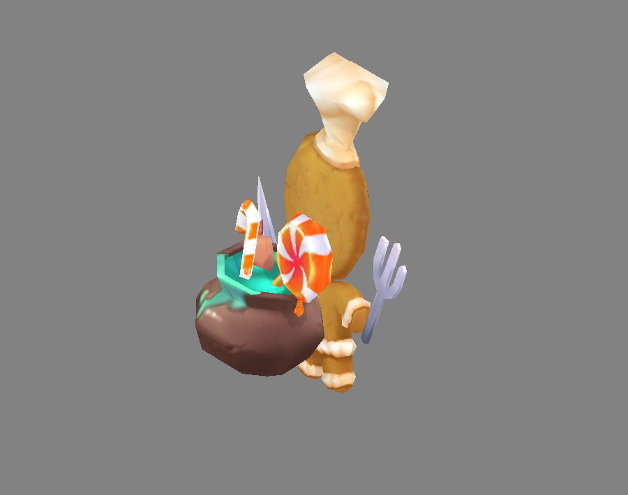 Cartoon Gingerbread Man chef - A fairy tale Low-poly 3D model_2