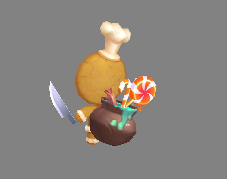 Cartoon Gingerbread Man chef - A fairy tale Low-poly 3D model_1