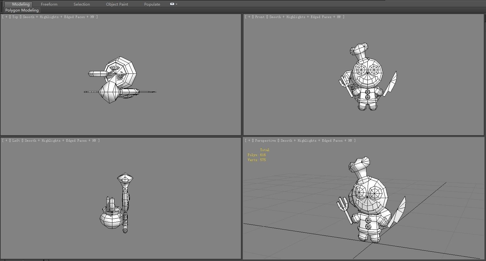 Cartoon Gingerbread Man chef - A fairy tale Low-poly 3D model_5