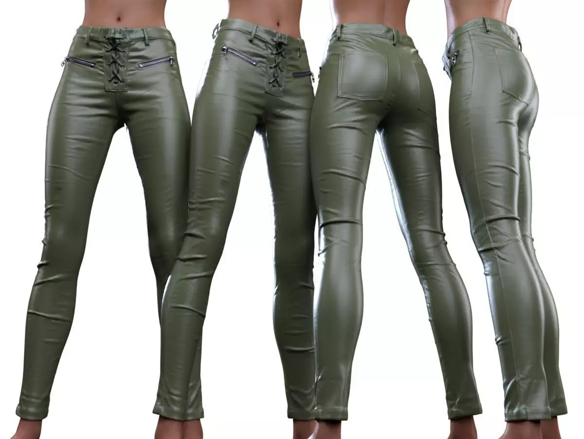 Crotch Laced Leather Pants 3D model_0