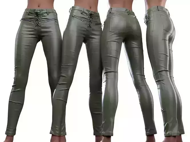 Crotch Laced Leather Pants 3D model