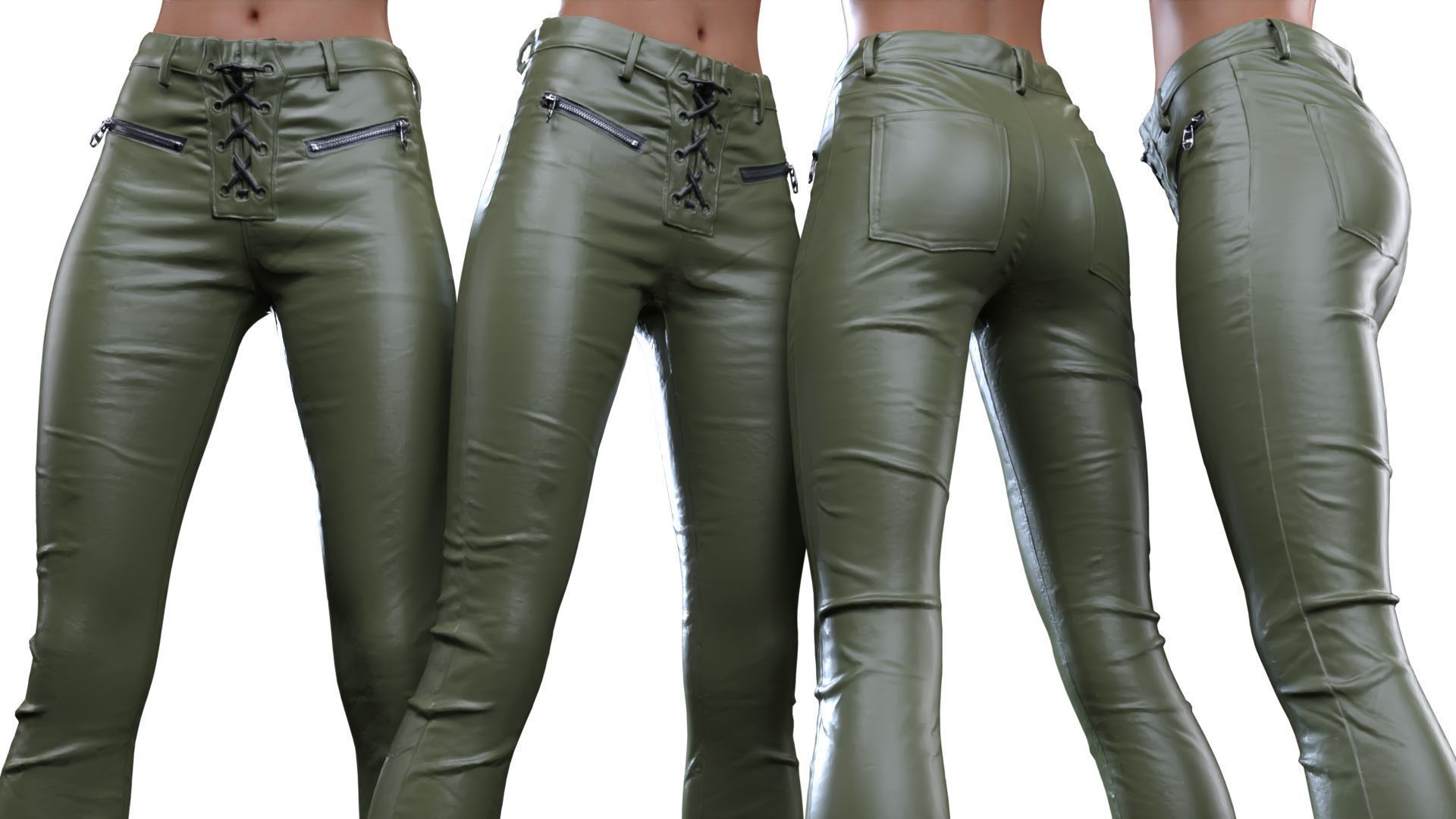 Crotch Laced Leather Pants 3D model_19