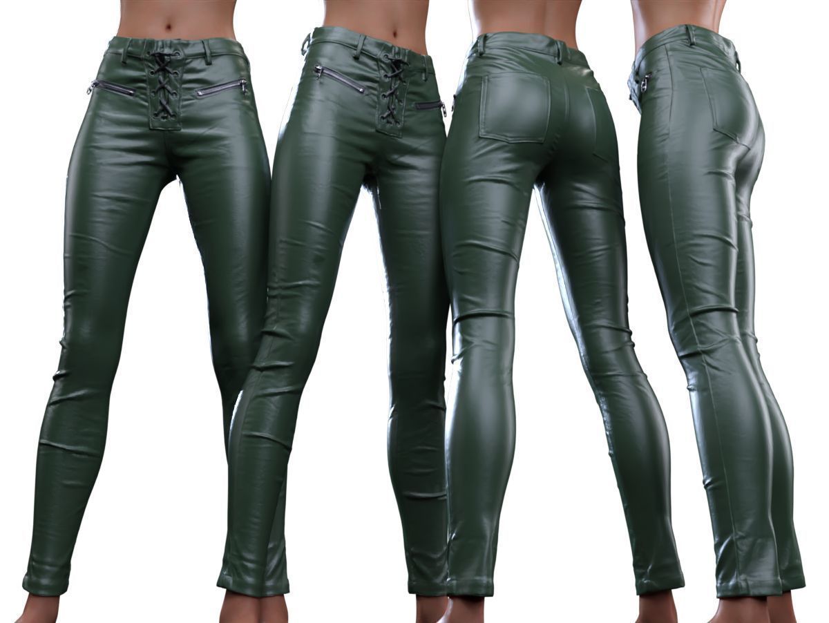 Crotch Laced Leather Pants 3D model_12