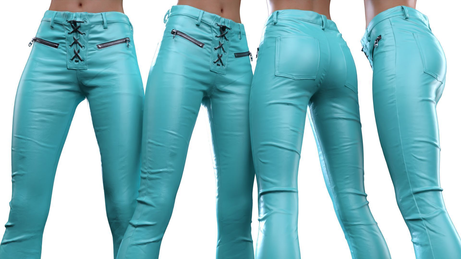 Crotch Laced Leather Pants 3D model_17