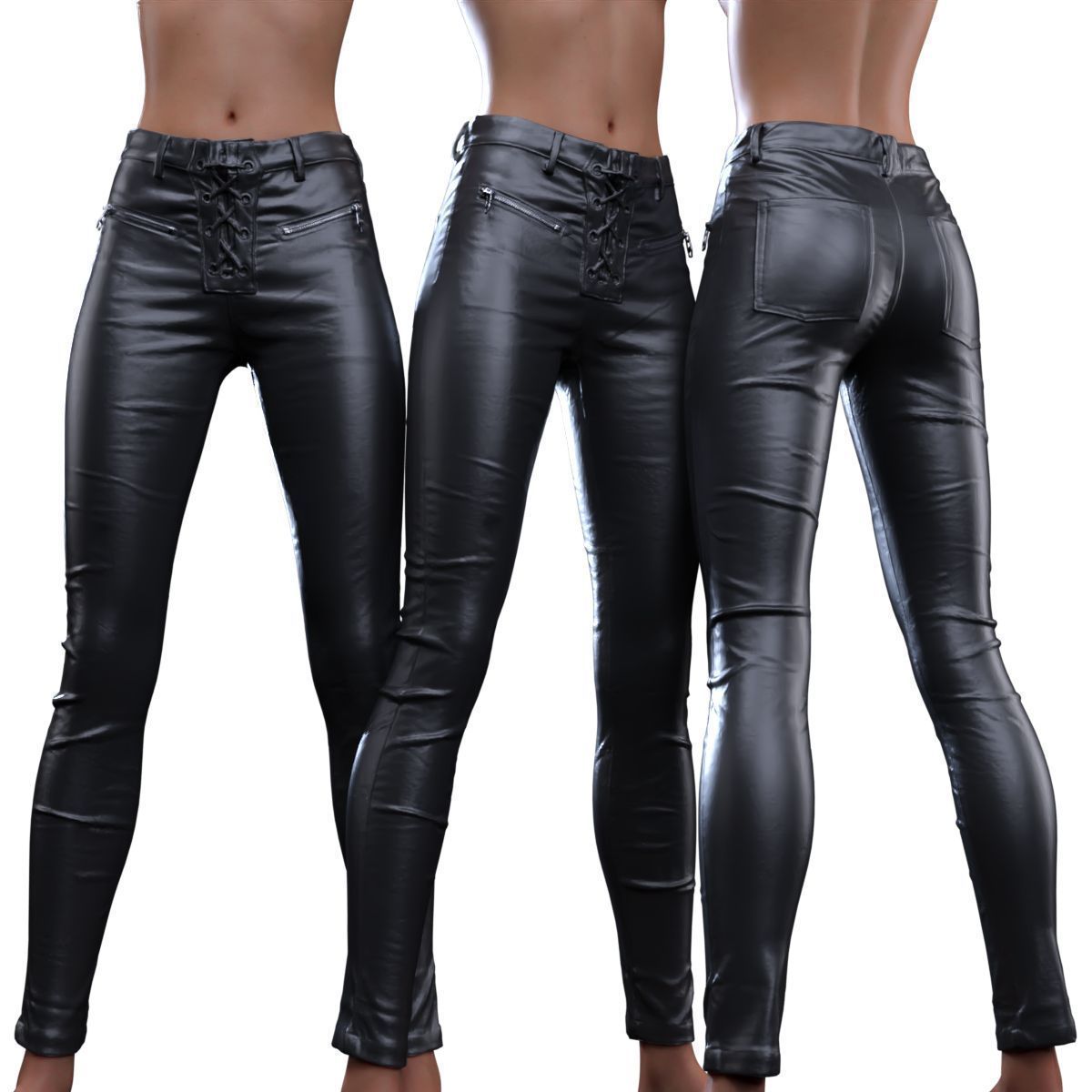 Crotch Laced Leather Pants 3D model_14