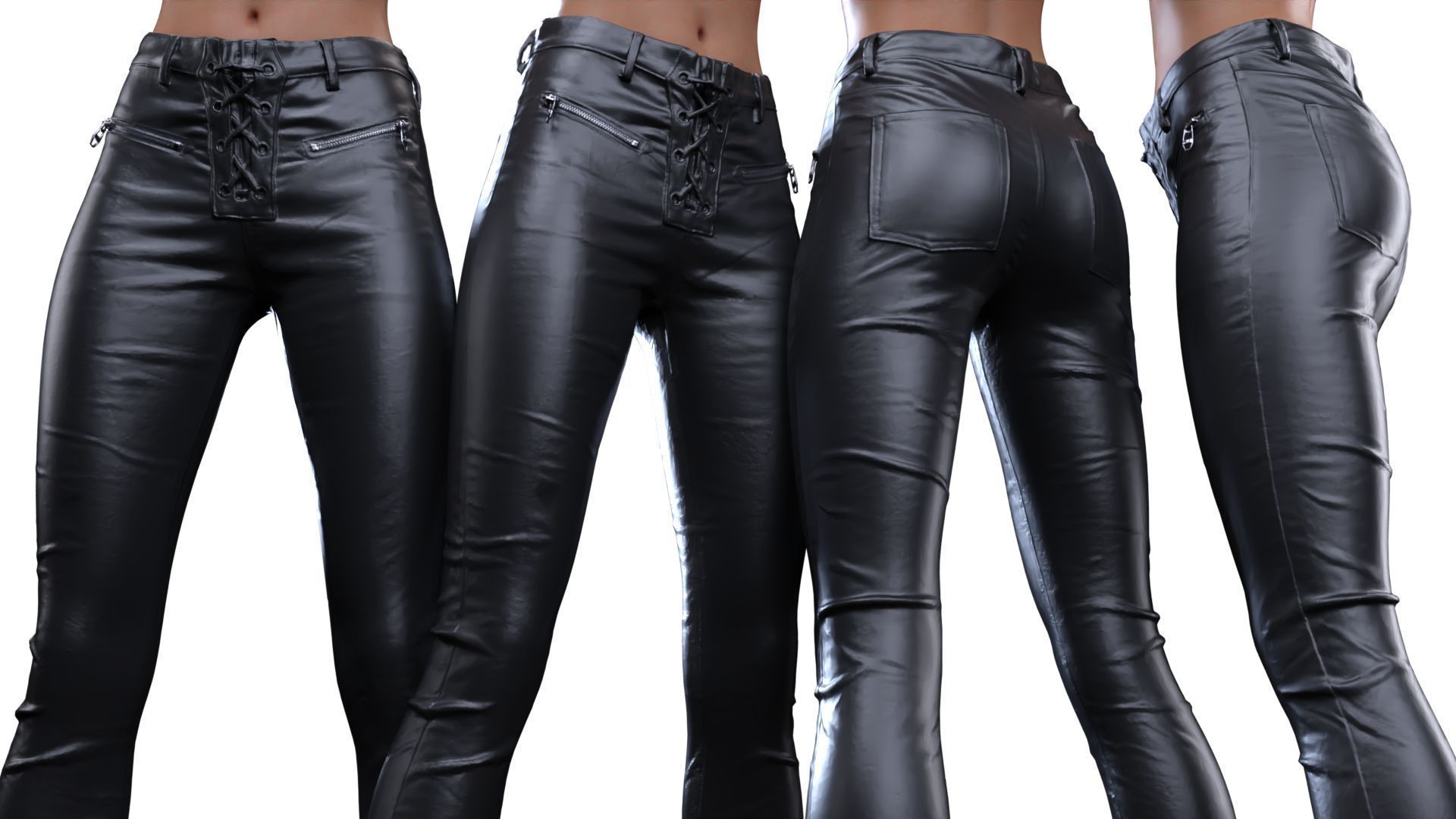 Crotch Laced Leather Pants 3D model_16