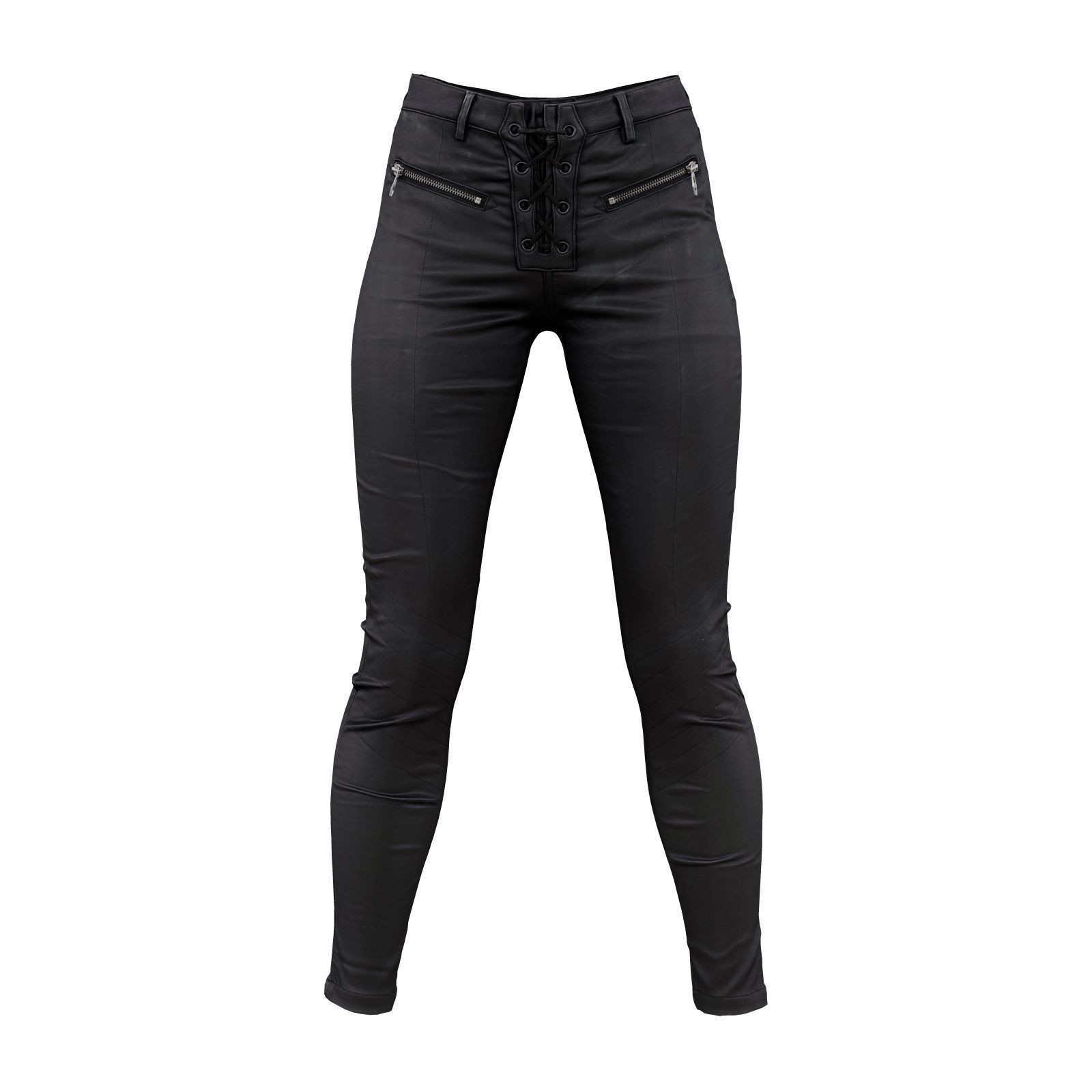 Crotch Laced Leather Pants 3D model_2