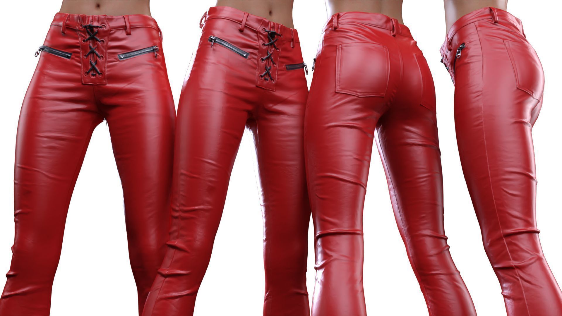 Crotch Laced Leather Pants 3D model_1