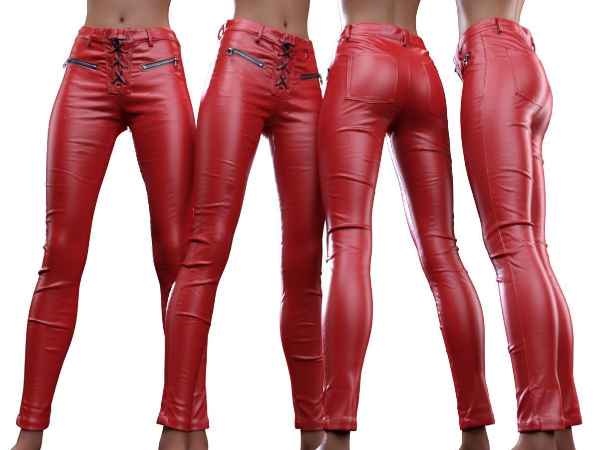 Crotch Laced Leather Pants 3D model_11