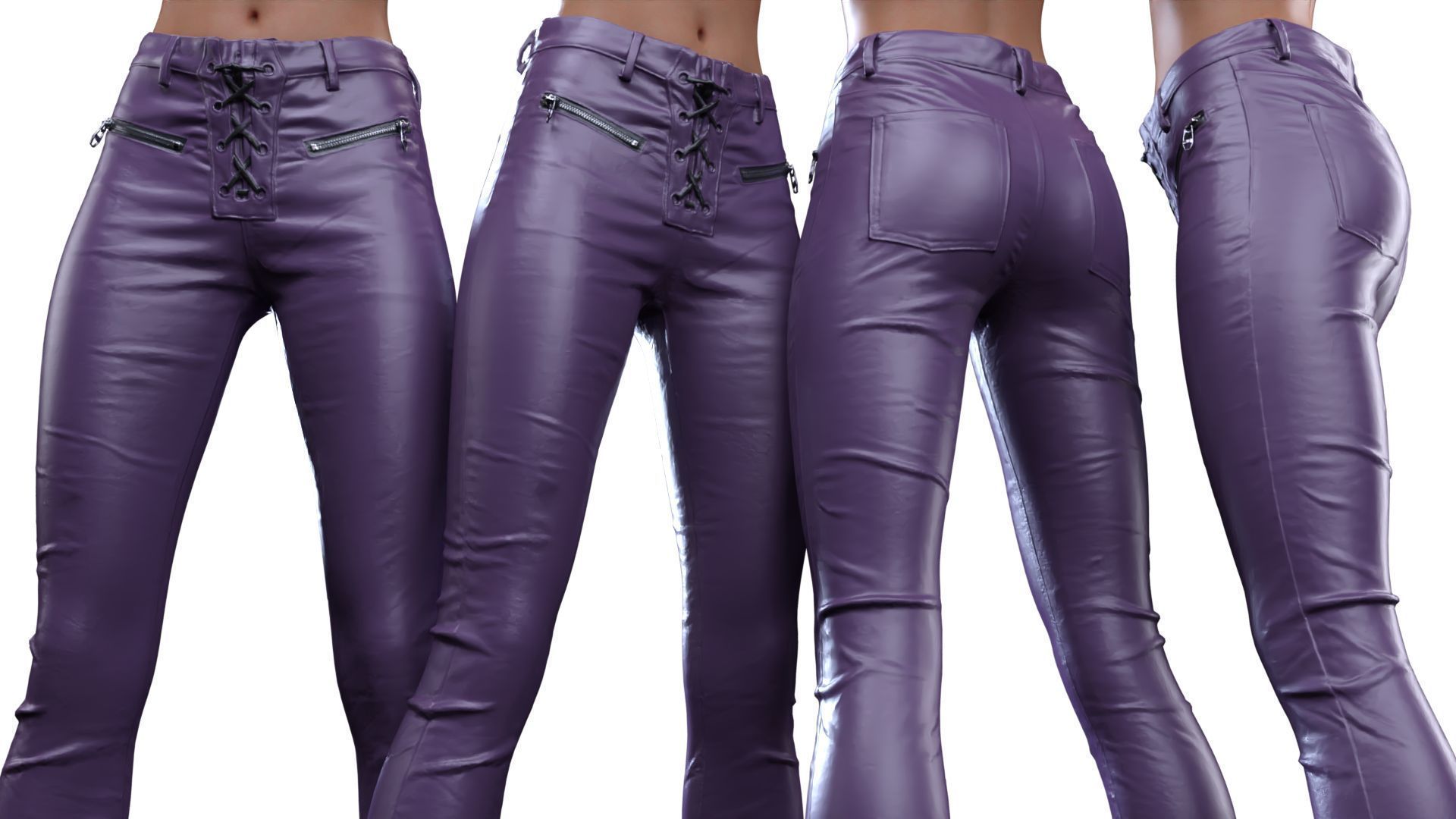 Crotch Laced Leather Pants 3D model_18
