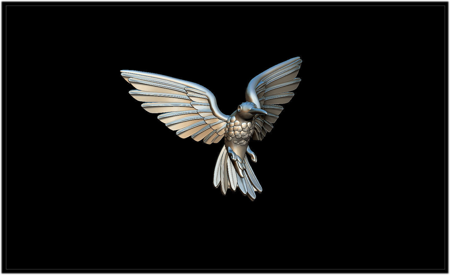 Hummingbird silver 3D print model_3