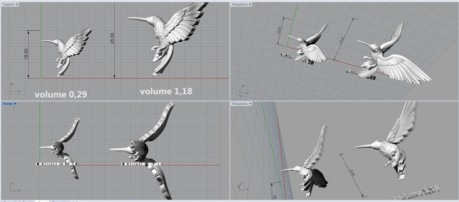 Hummingbird silver 3D print model_7