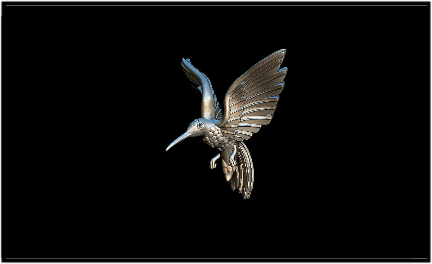 Hummingbird silver 3D print model_5