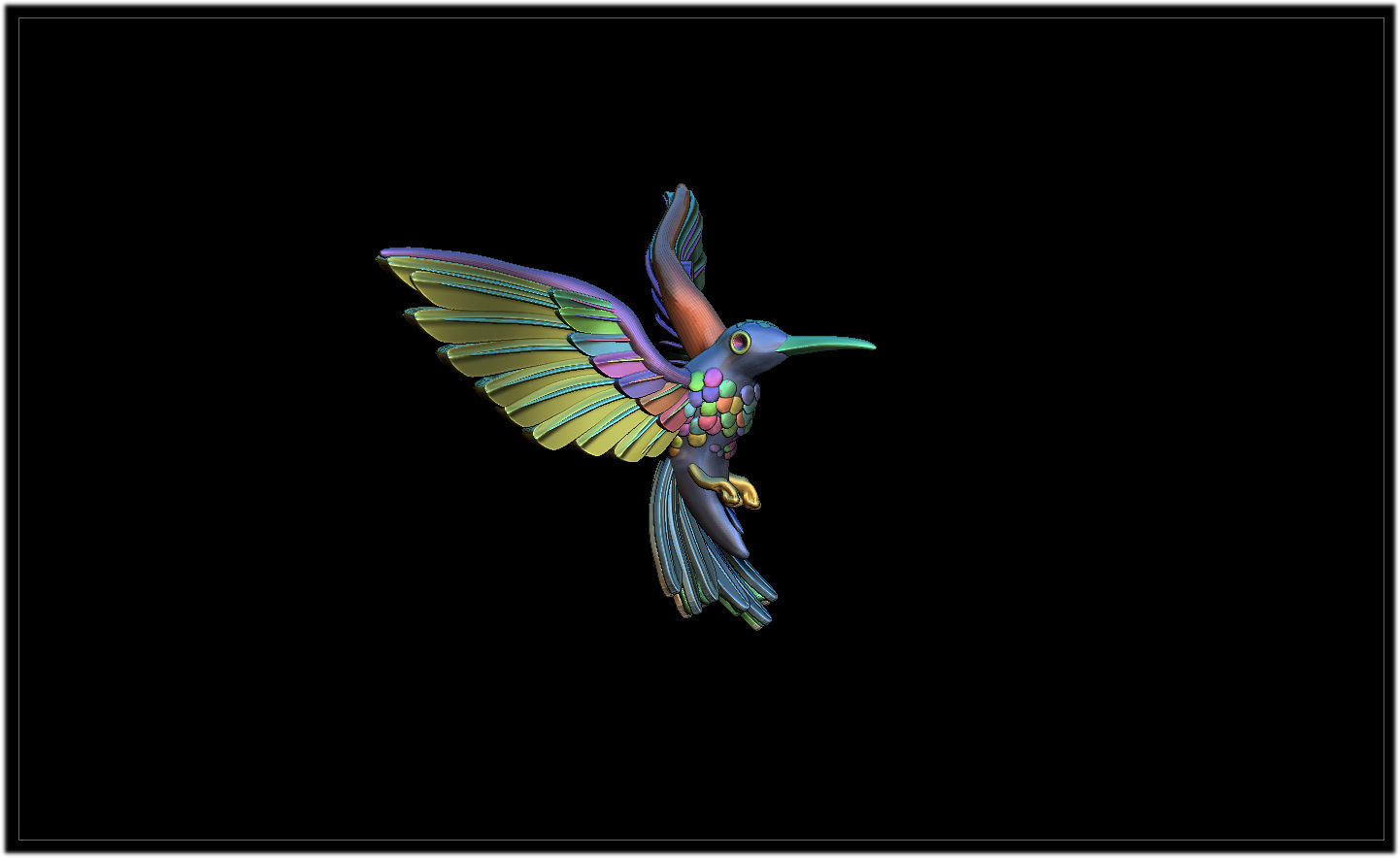 Hummingbird silver 3D print model_2