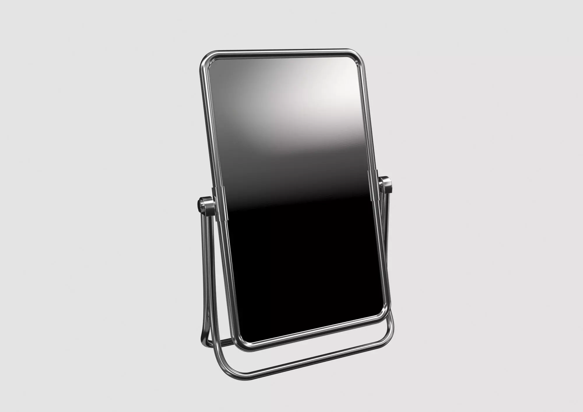 French table mirror chrome 3D model_0