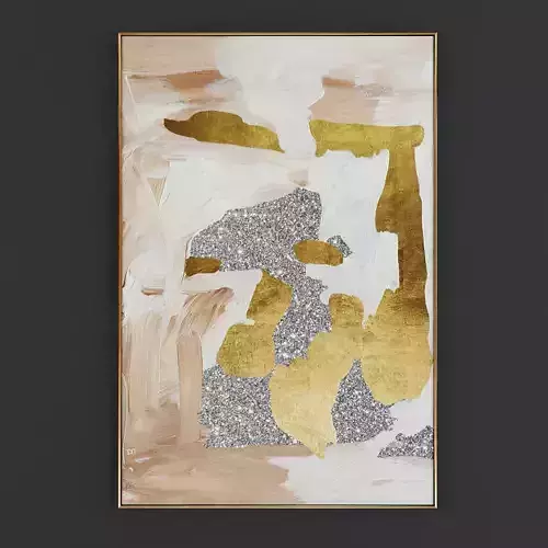 Pictures169 abstract painting in gold and silver Low-poly 3D model