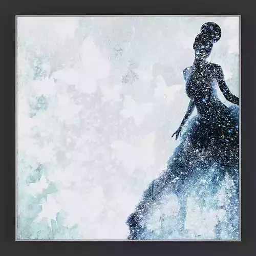 Pictures171 painting of woman in dress with butterflies Low-poly 3D model