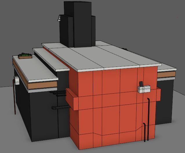 Low Poly Theatre movie theater building Low-poly 3D model_3