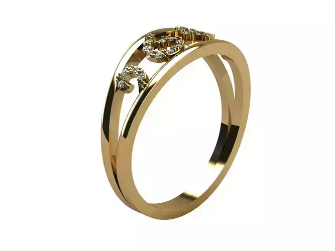 Ring with diamonds und1004 3D print model