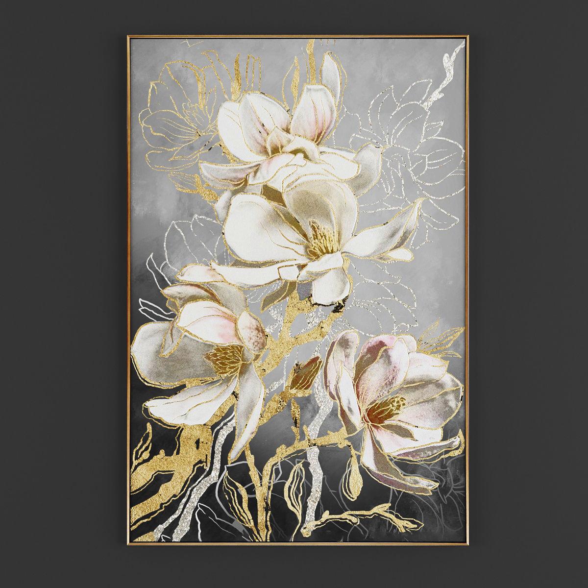 Pictures176 magnolia wall art Low-poly 3D model_2