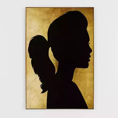 Pictures177 silhouette of woman with ponytail Low-poly 3D model