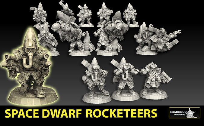 Space Dwarf Rocketeers 3D print model
